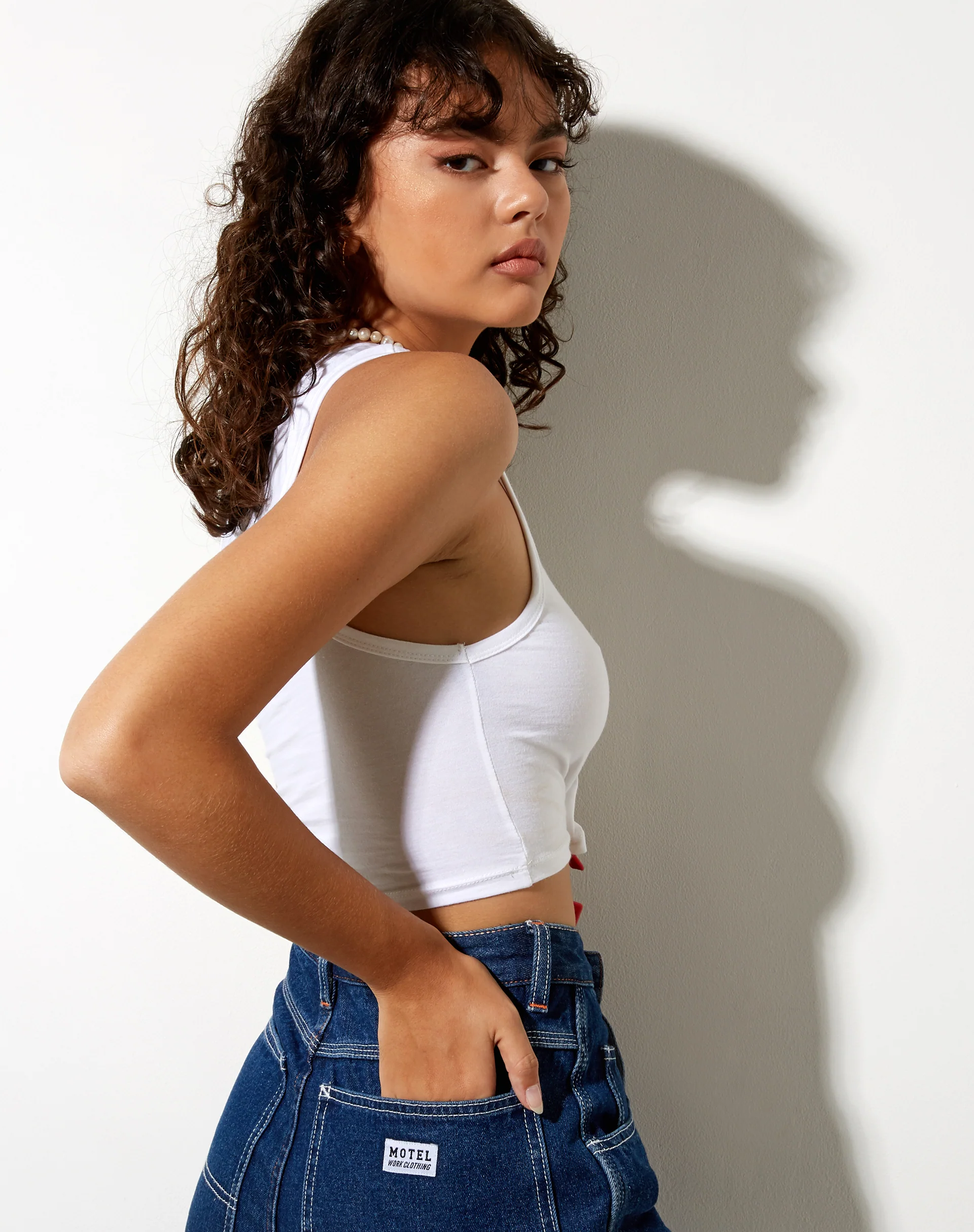Vasque Vest Top in White Mushroom Embro - Awmao
