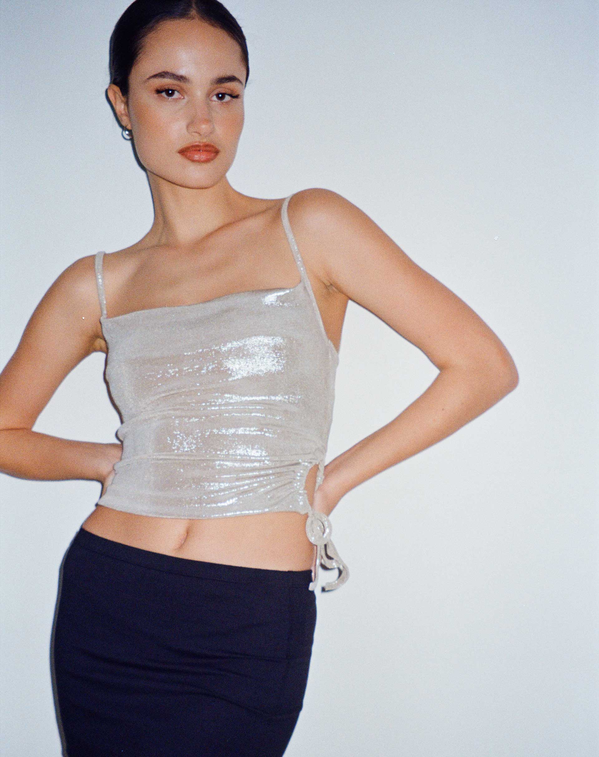 Pratiba Strappy Top in Silver - Awmao