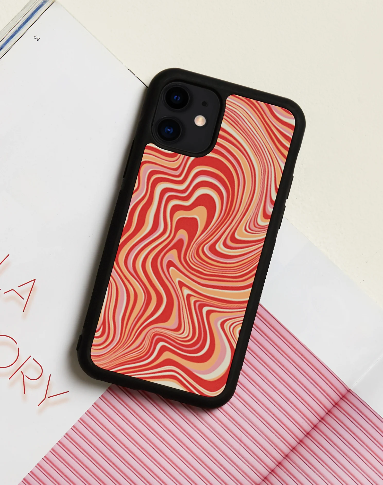 Iphone Case in 70's Ripple in Tangerine - Awmao