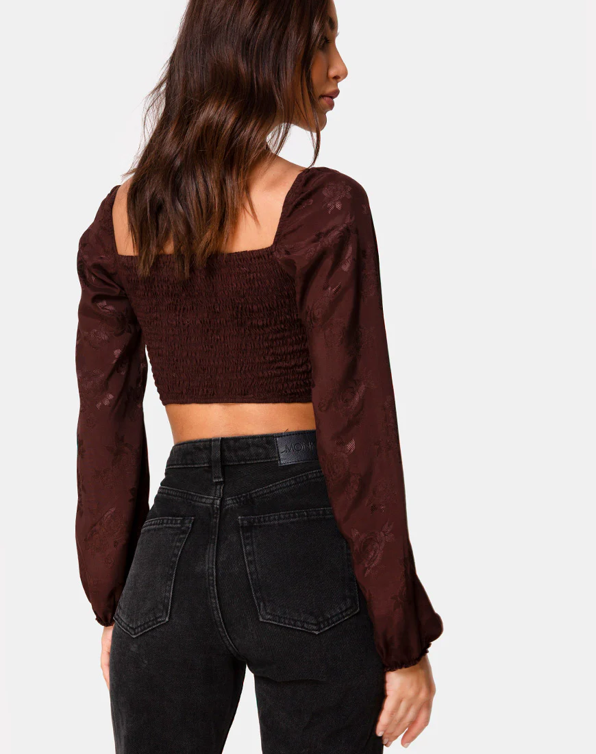 Elina Top in Satin Rose Cocoa - Awmao