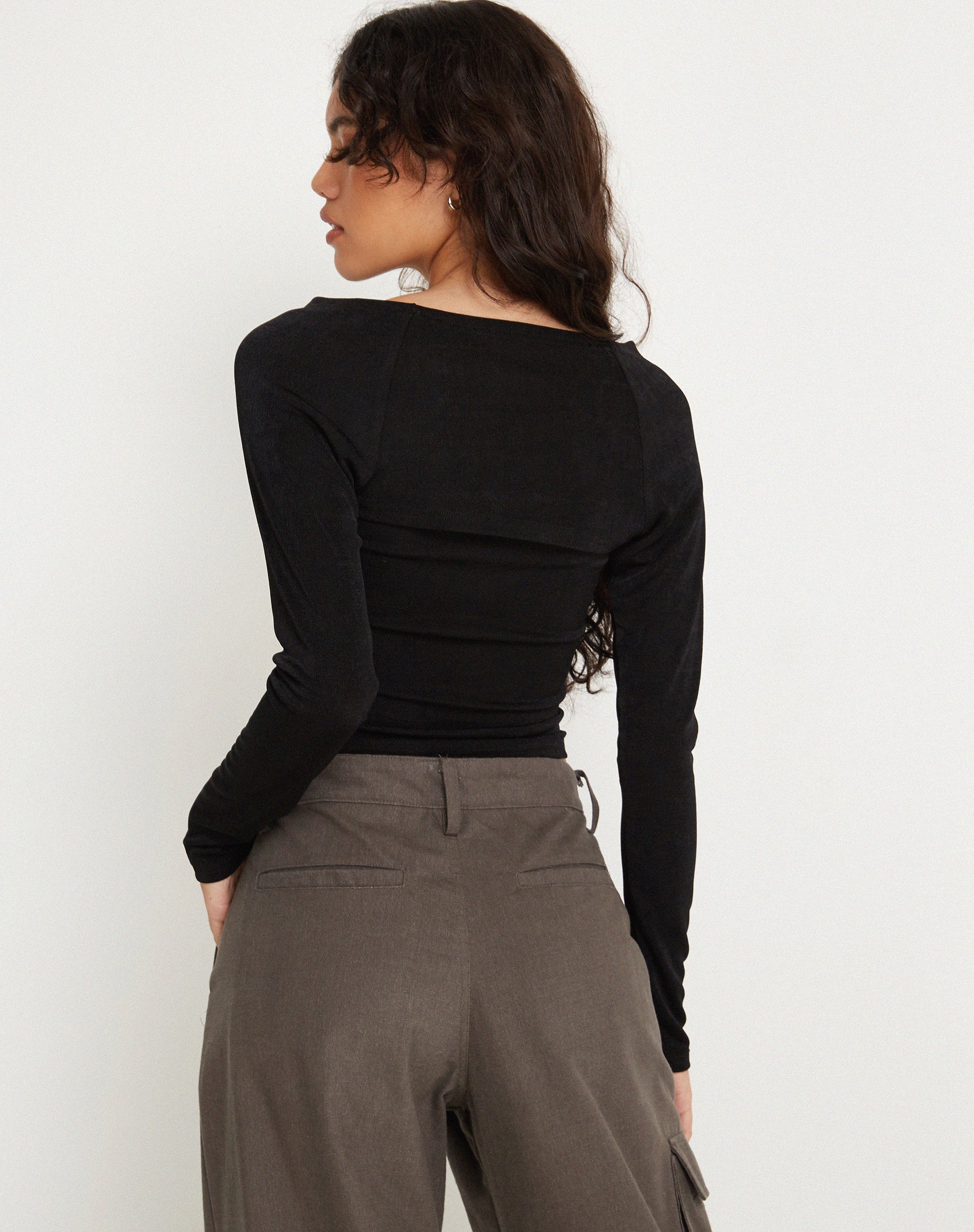 Ceriya Long Sleeve Top in Black - Awmao